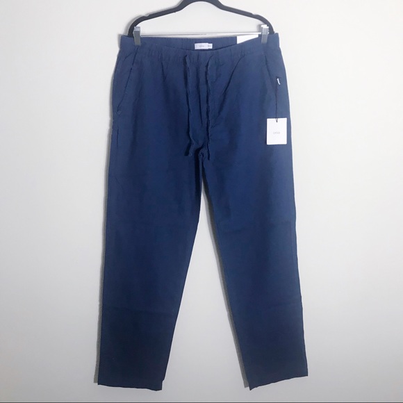 ONIA Carter Navy Linen-Cotton Lounge Pants Large - Picture 5 of 8